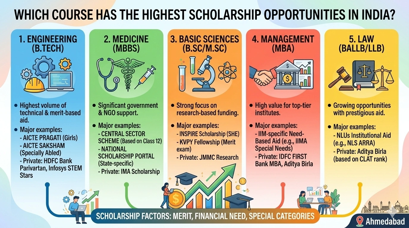 Which Course Has the Highest Scholarship Opportunities in India?