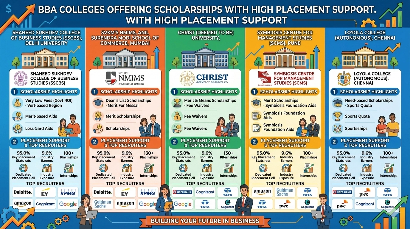 Which Colleges Offer BBA Scholarships with High Placement Support?