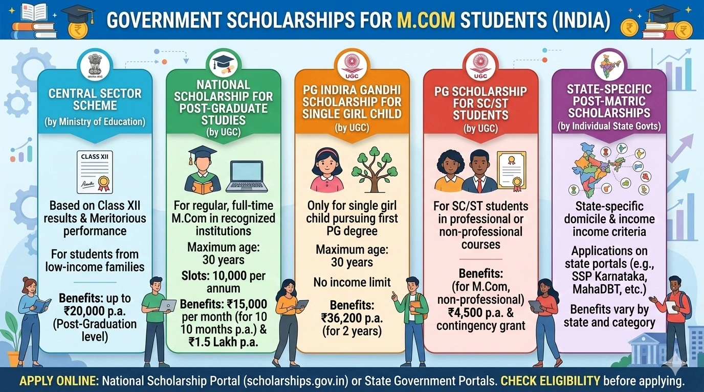 Which Government Scholarships Are Available for M.Com Students?